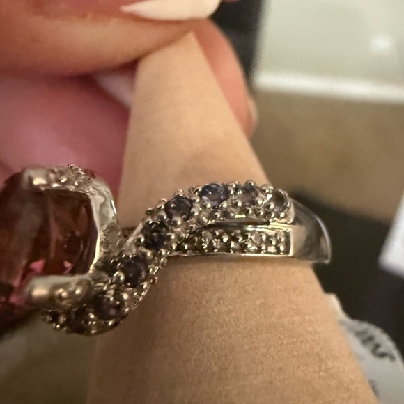 Vintage Ruby Sapphire and diamond ring 14k white gold sz 8 - Picture 5 of 10